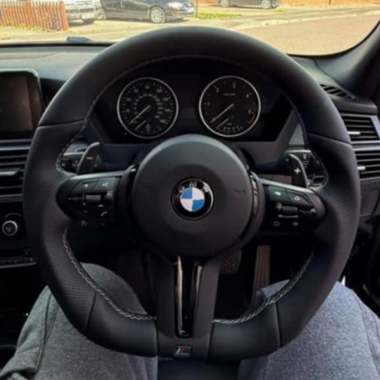 Flat bottom Leather BMW Steering wheel